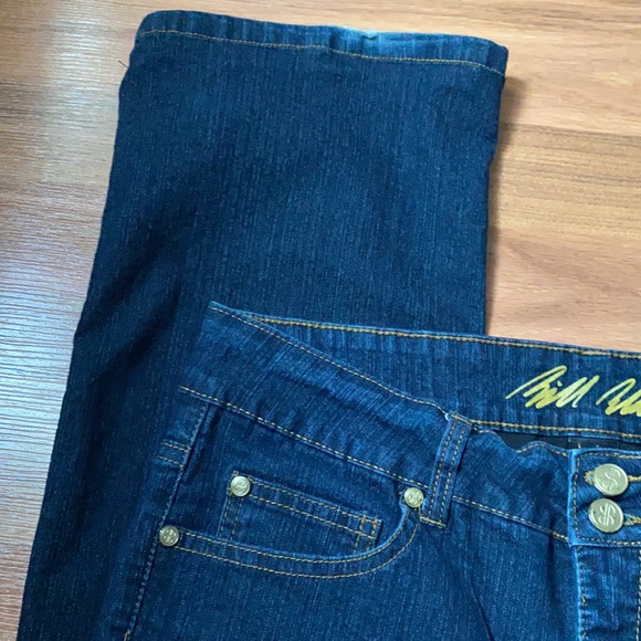 Bill Blass dark wash stretch boot cut jean with perfect rhinestone and studs, 8 - Picture 4 of 8